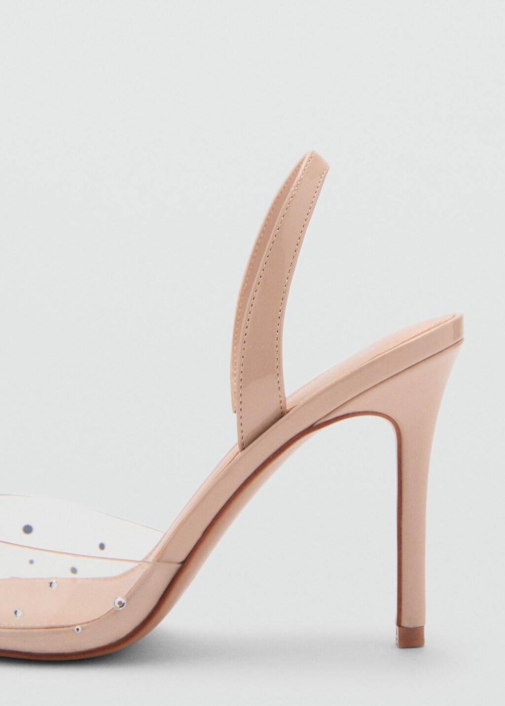 Transparent rhinestone pointed toe shoe - Nude