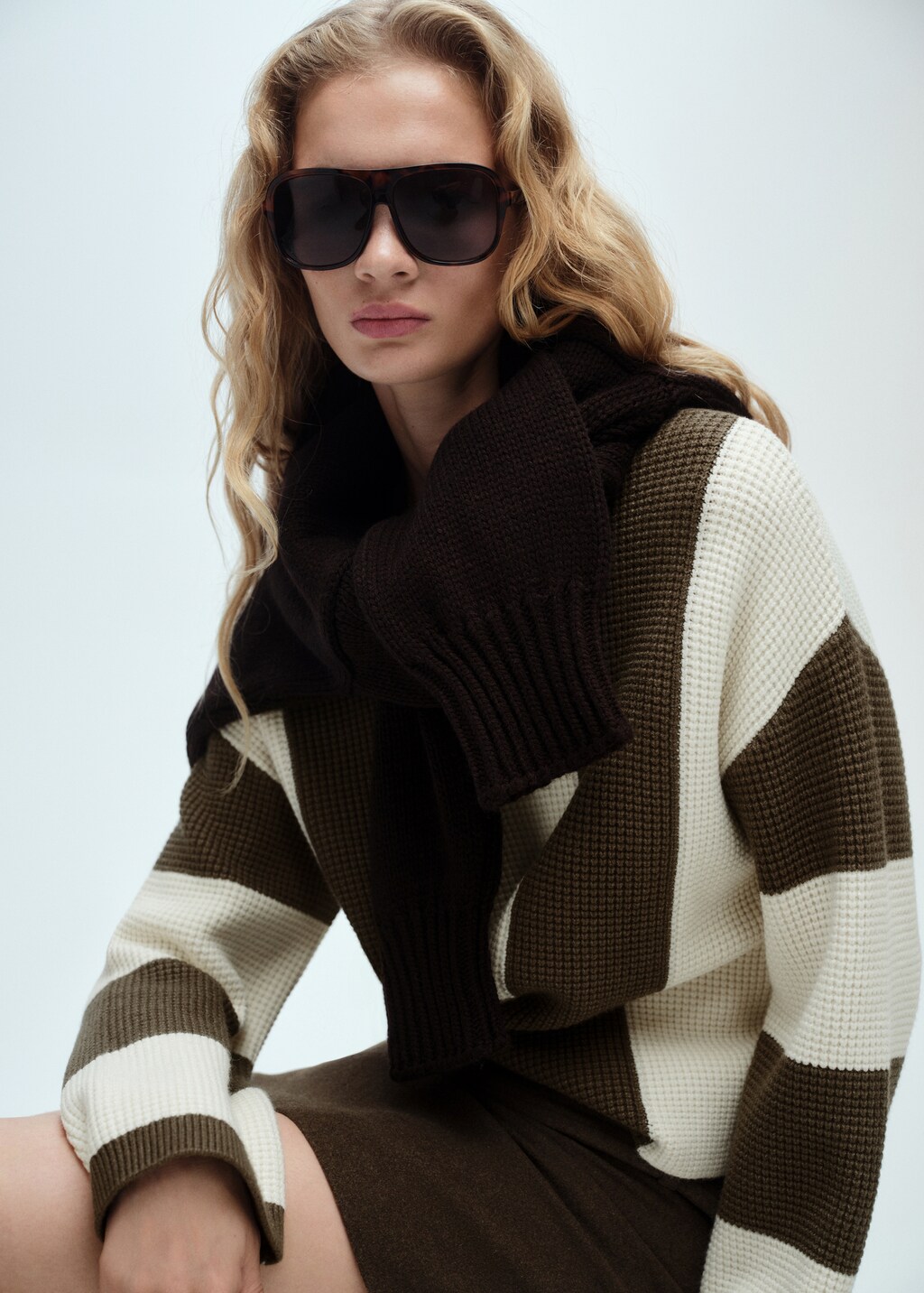 Knit striped sweater - Black