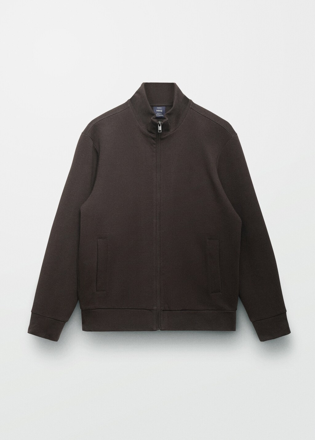 Cotton perkins-neck sweatshirt with zip - Night Blue