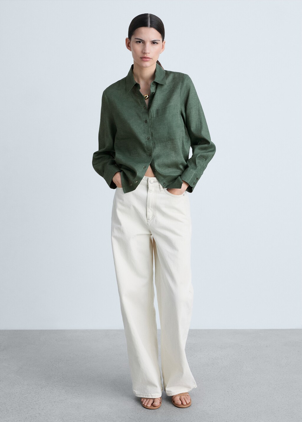 Pocket linen shirt - Off White