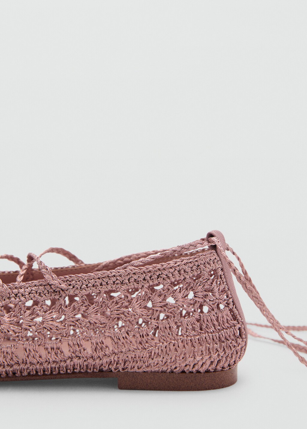 Crochet ballerina flats with strips - Pink