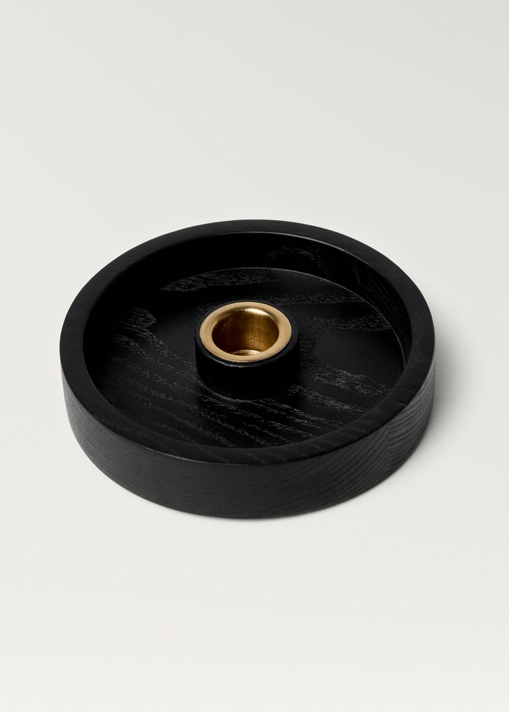 Round wooden candleholder - Black