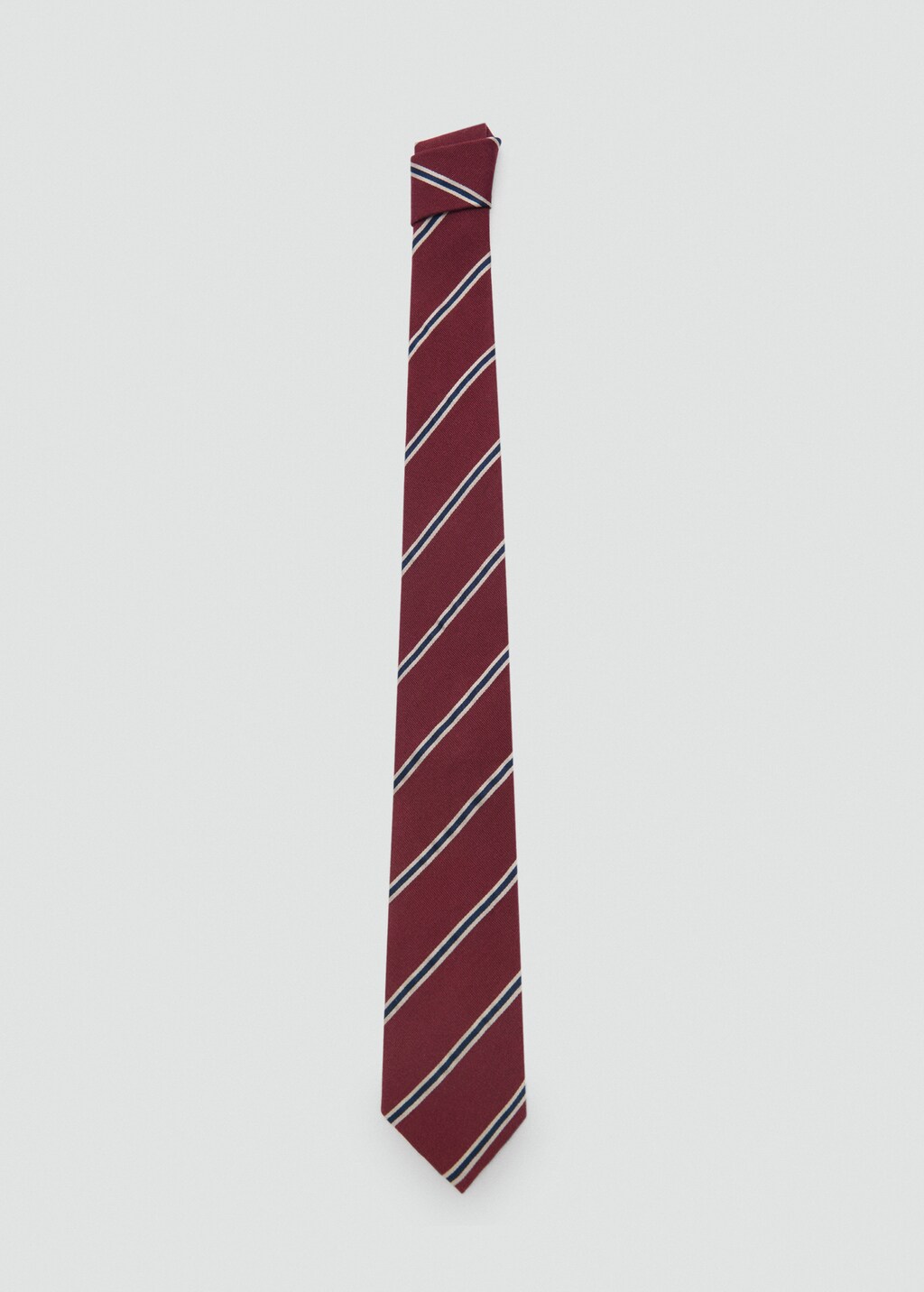 Striped silk cotton tie - Burgundy