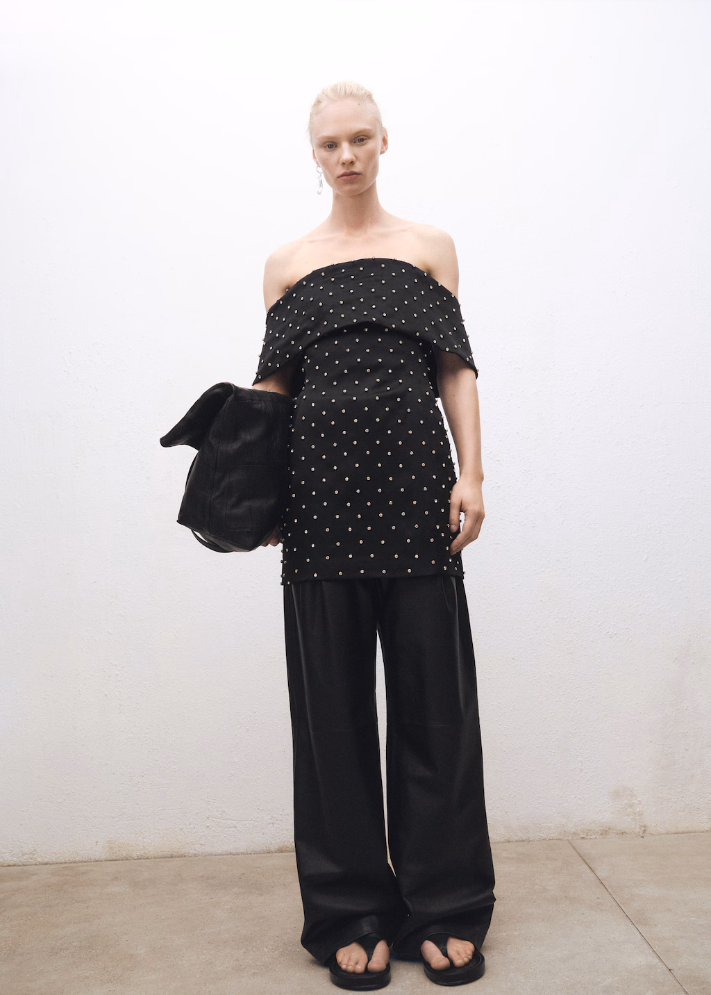 Strapless dress with shiny details - Black