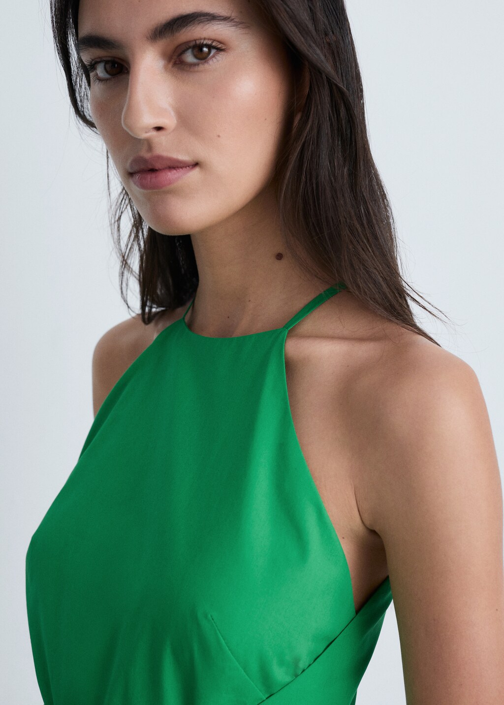 Bow halter neck dress - Green