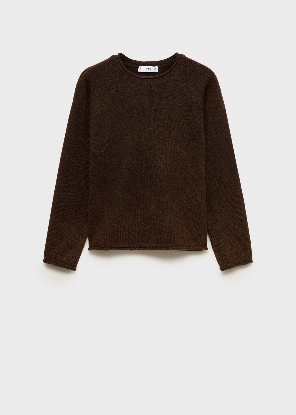 Round-neck knitted sweater - Brown