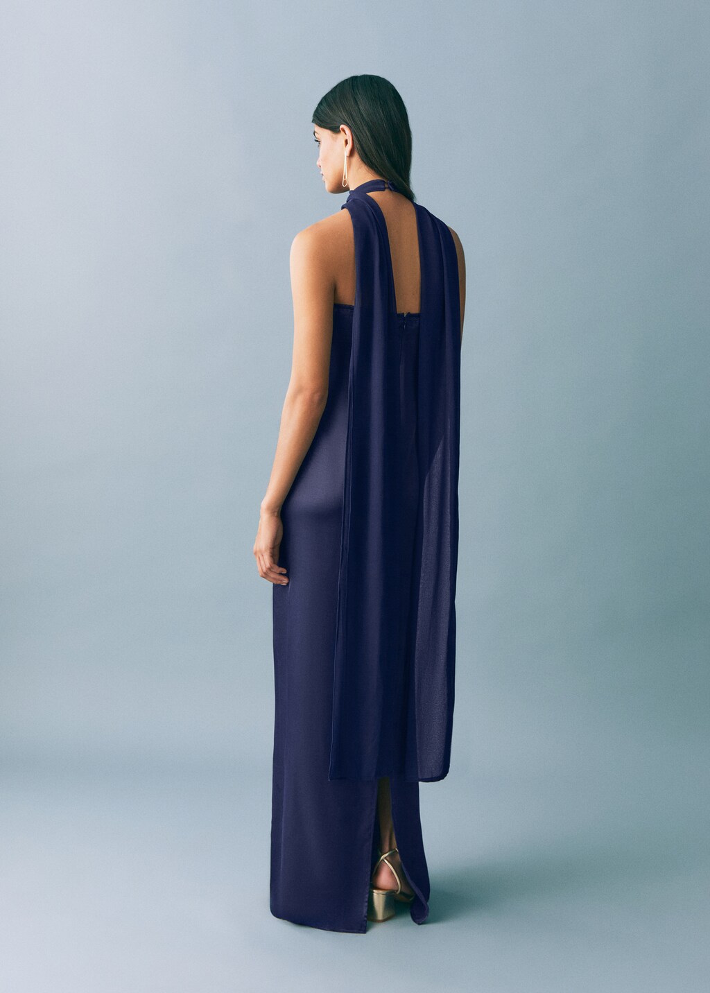 Long halter-neck dress - Night Blue