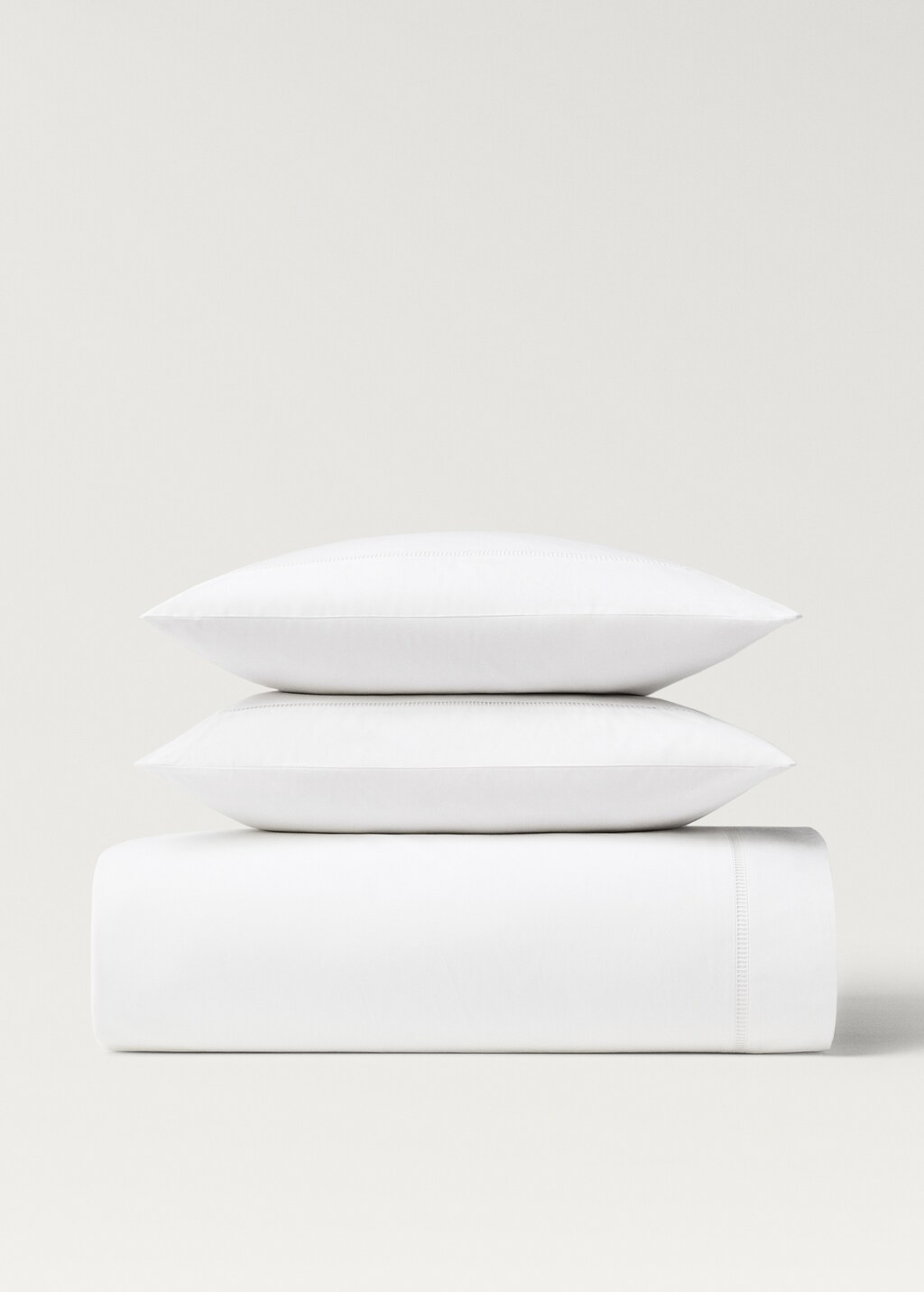 Cotton percale duvet cover with hemstitch, 150/160 cm - White