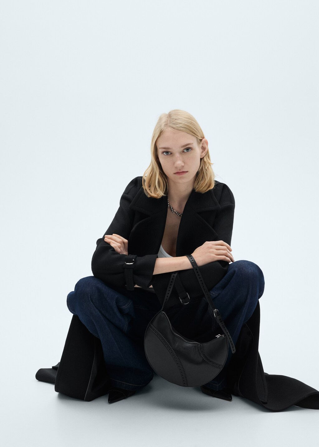 Maxi lapel Manteco wool coat - Light/Pastel Grey