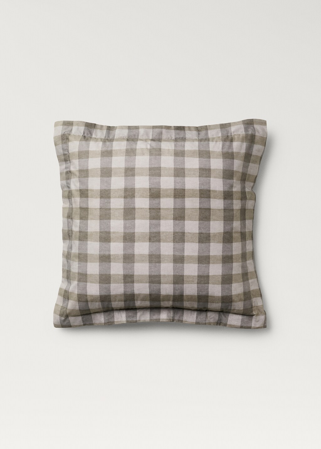 Cotton percale check pillowcase, 60x60 cm - Medium Brown