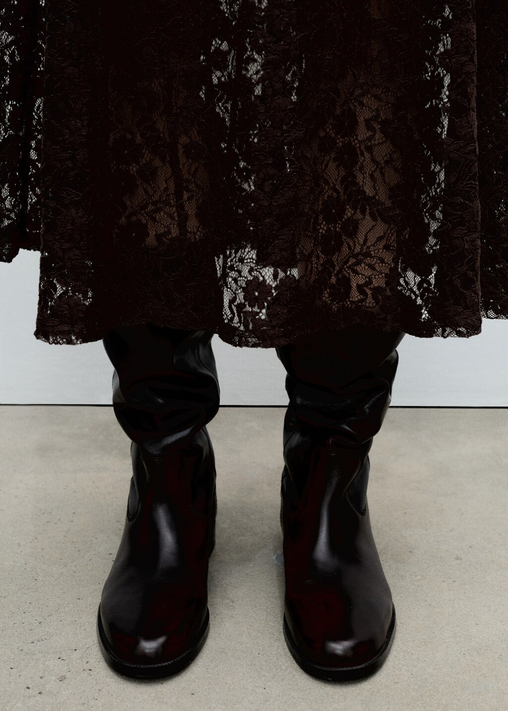 A-line lace dress - Brown