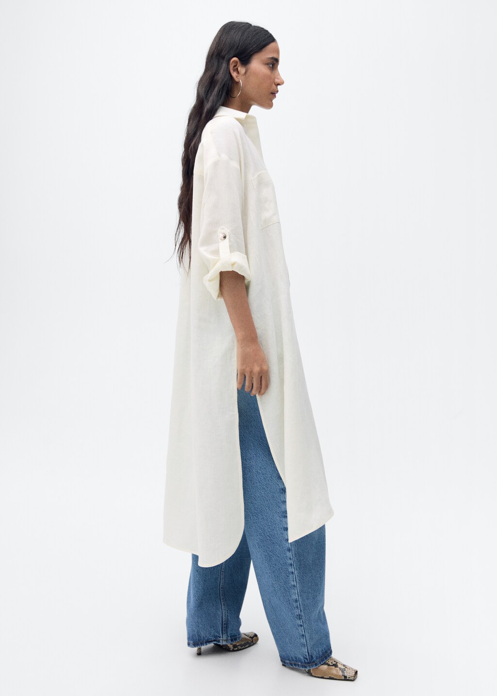 Linen long shirt - Vanilla