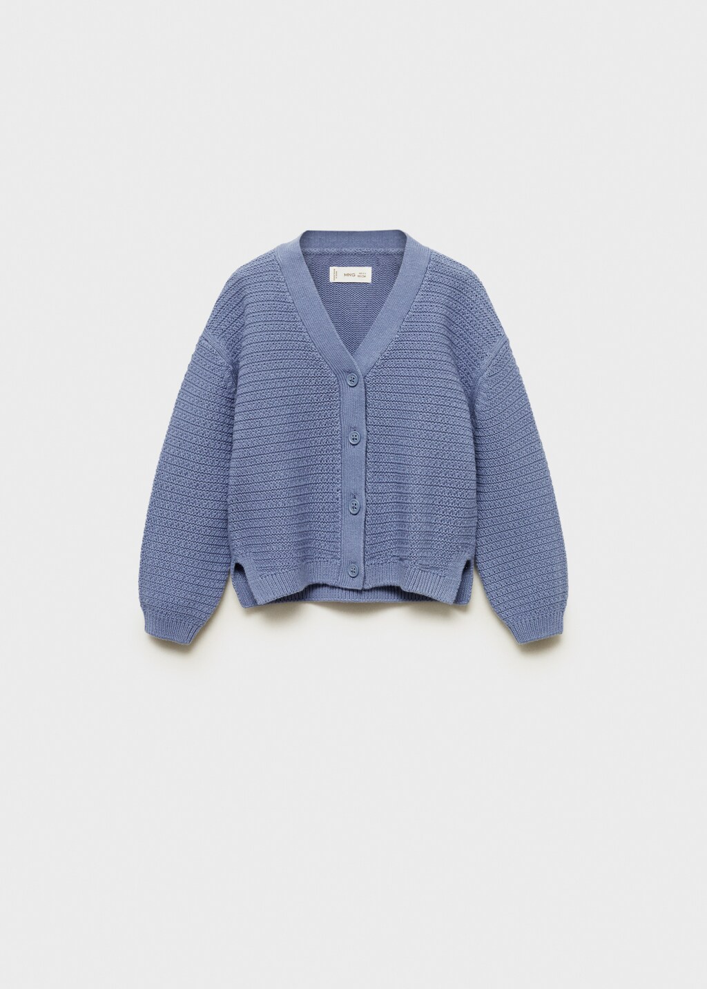 Combination knitted cotton cardigan - Blue