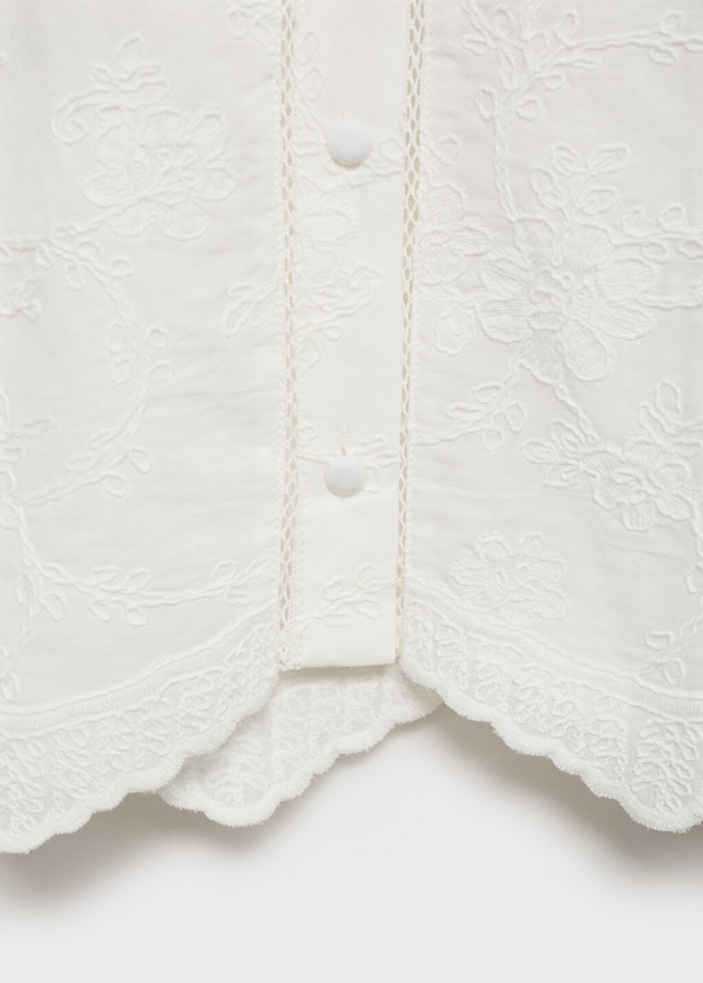 Cotton blouse with embroidered details - White