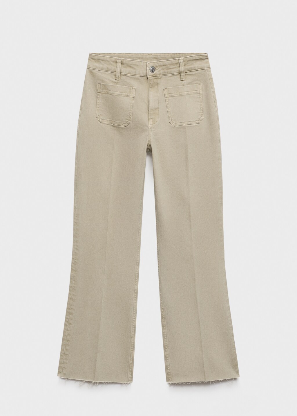 Flared cropped jeans with pockets - Black denim