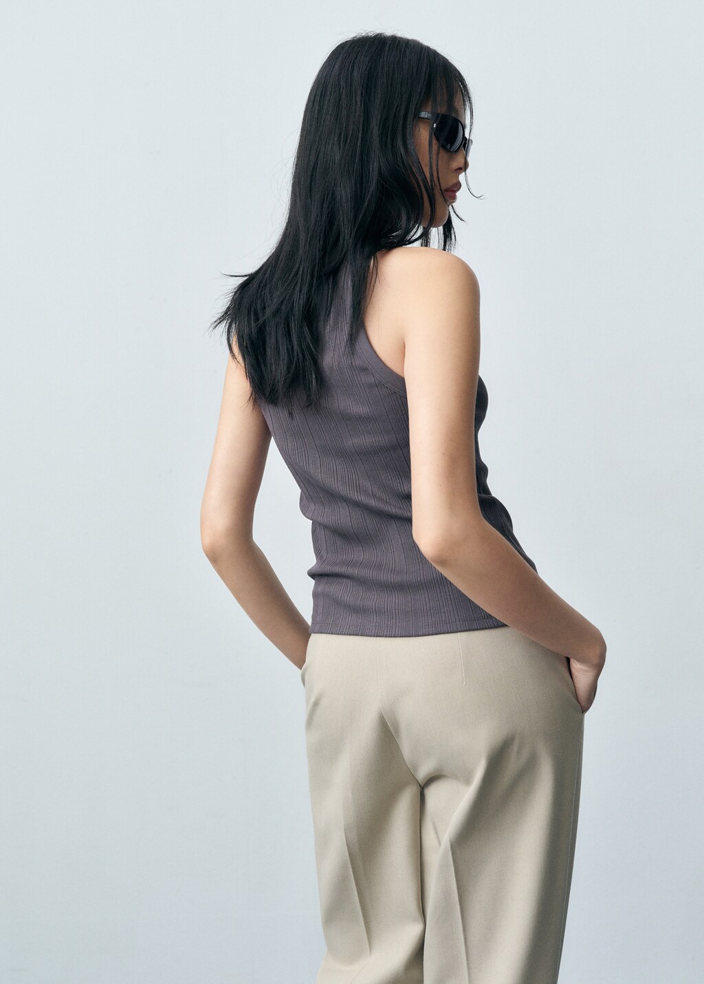 Cotton halter-neck top - White