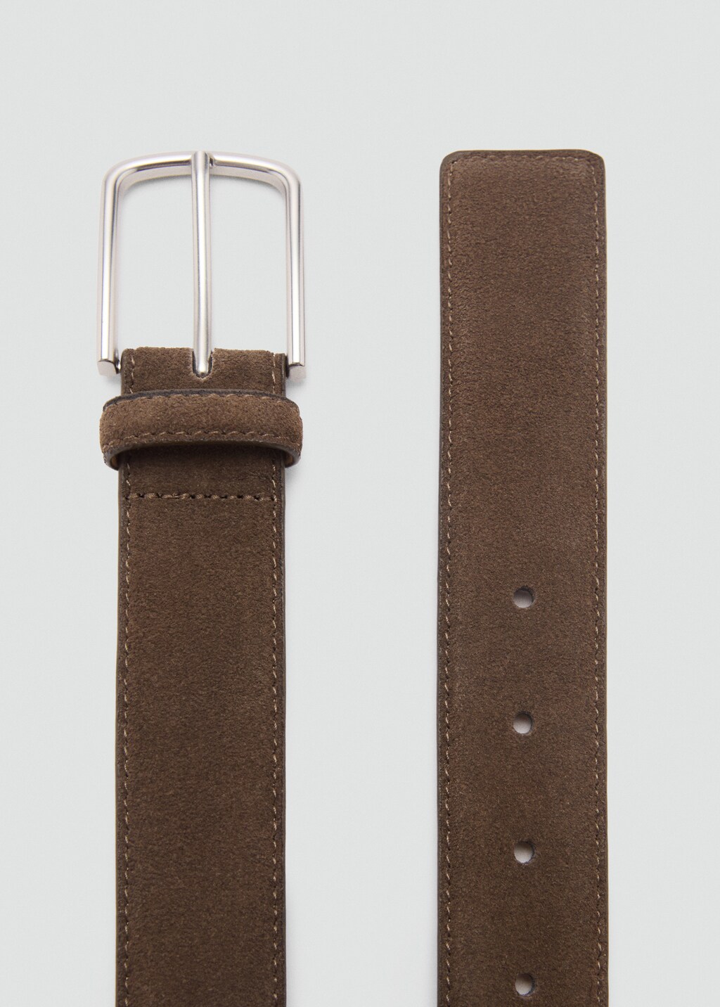 Suede leather belt - Medium Brown