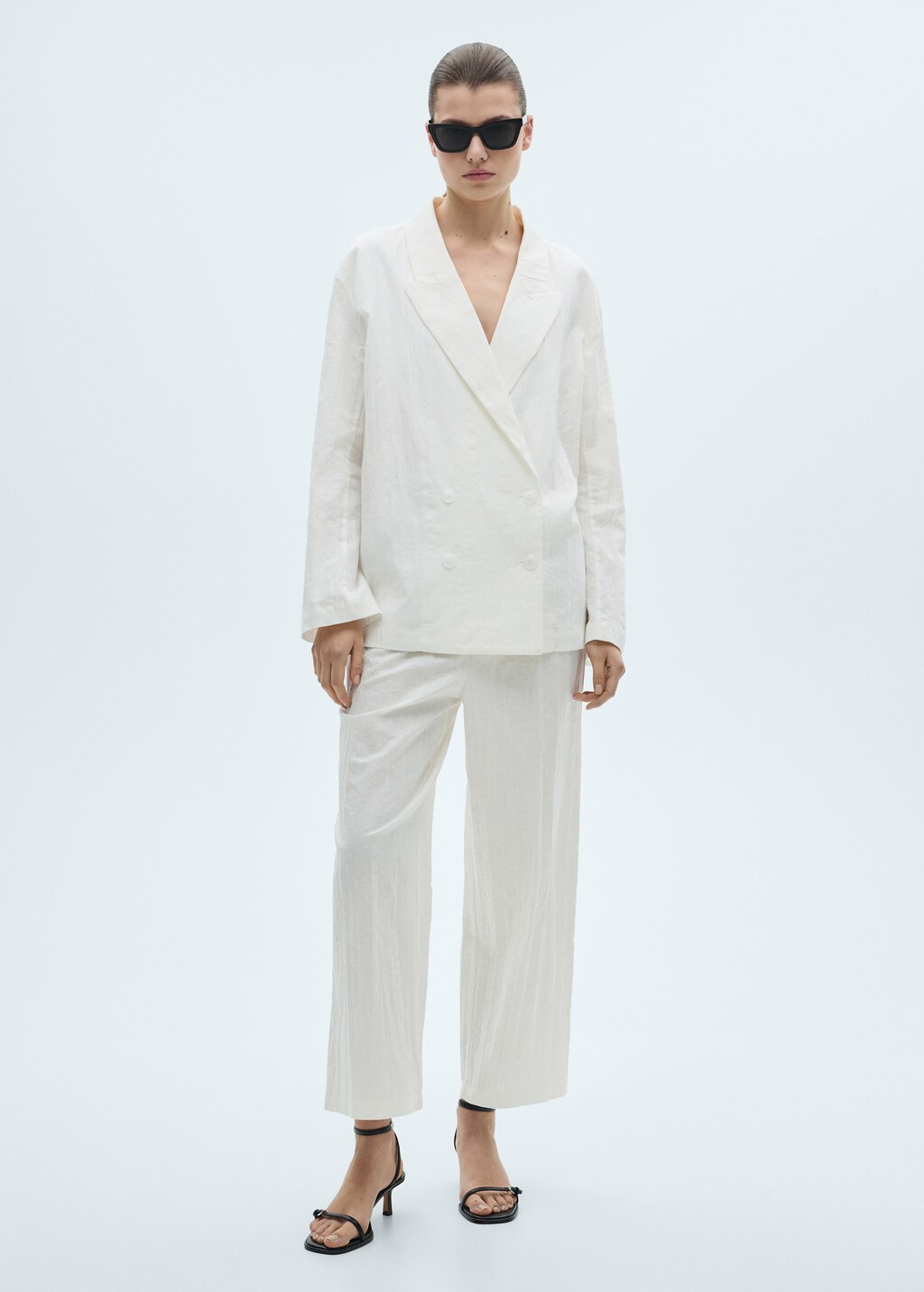 Linen-blend culotte suit trousers - White