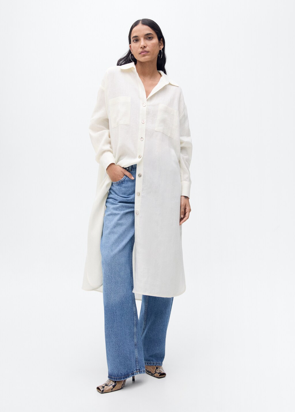 Linen long shirt - Vanilla