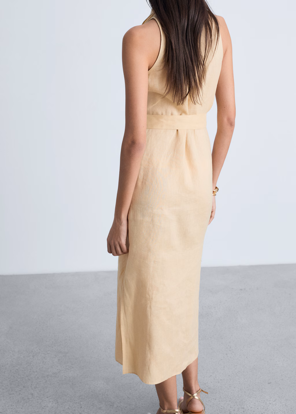 Belt linen dress - Sand