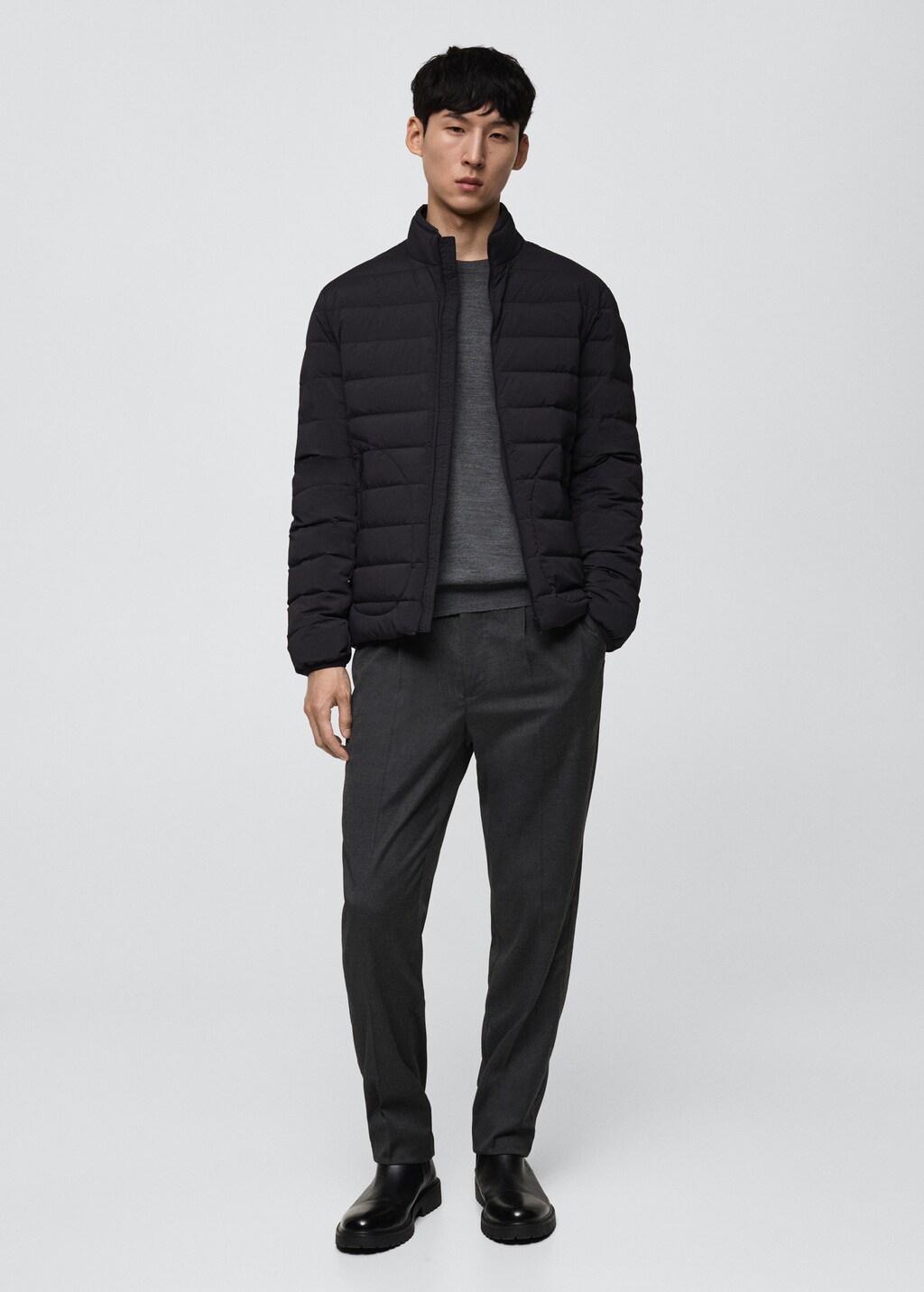 Quilted jacket with feather filling - Black