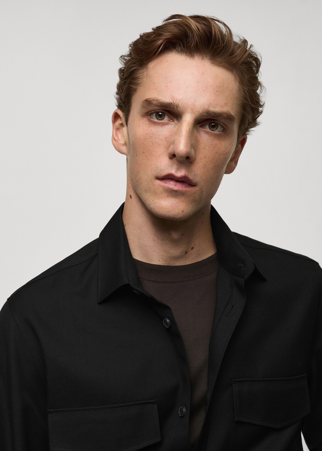 Regular fit pockets overshirt - Chocolate