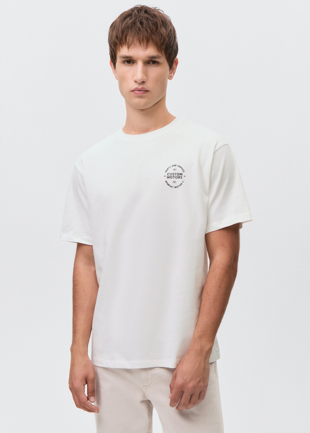 Printed cotton-blend t-shirt - Off White