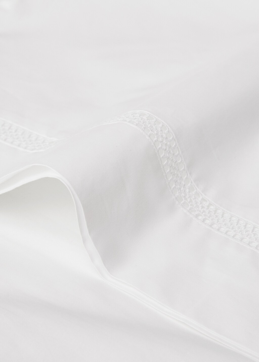 Cotton percale pillowcase with lace insert 45x110 cm - White