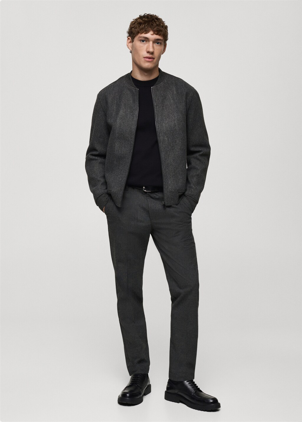 Regular-fit flannel trousers - Light Heather Grey