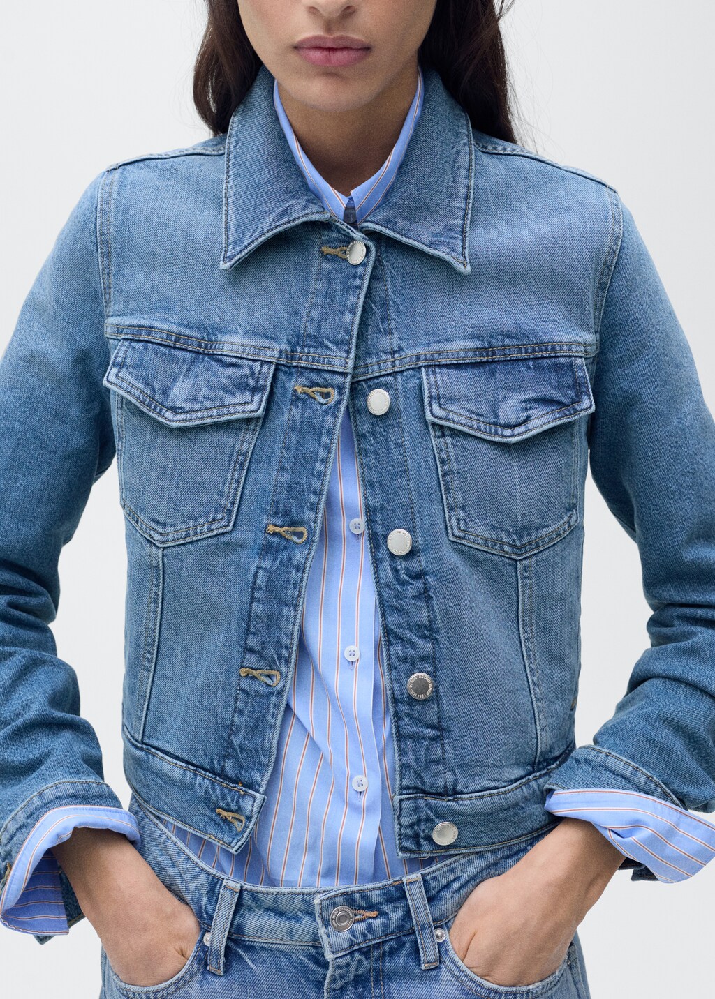 Crop denim jacket - Medium Blue