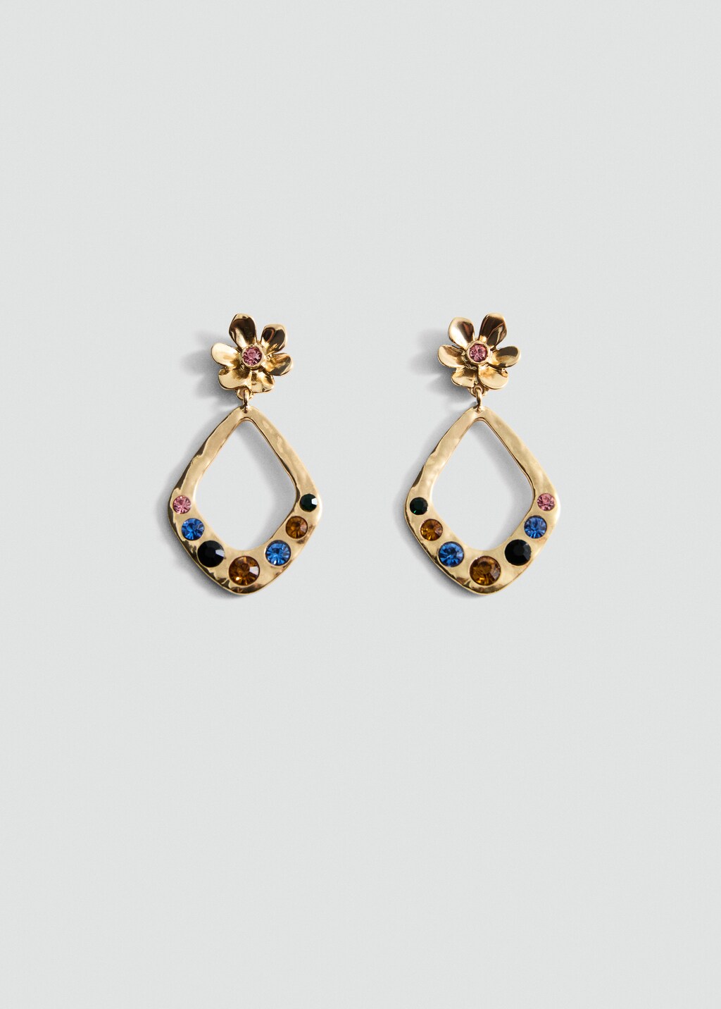 Geometric earrings with crystals detail - Gold