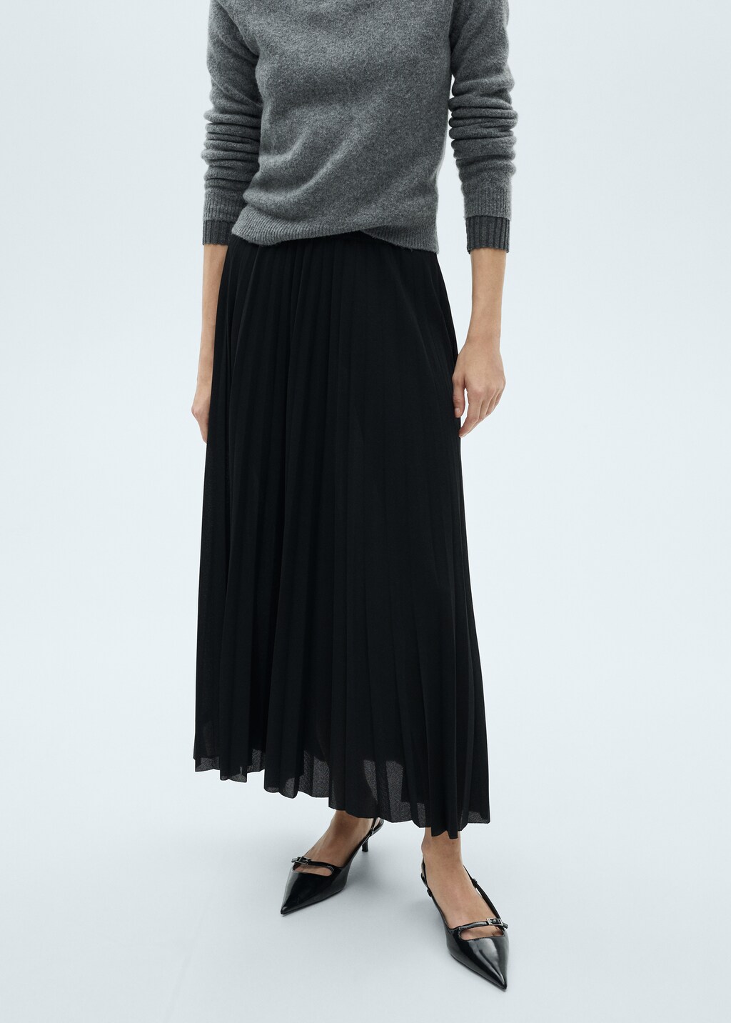 Pleated long skirt - Black