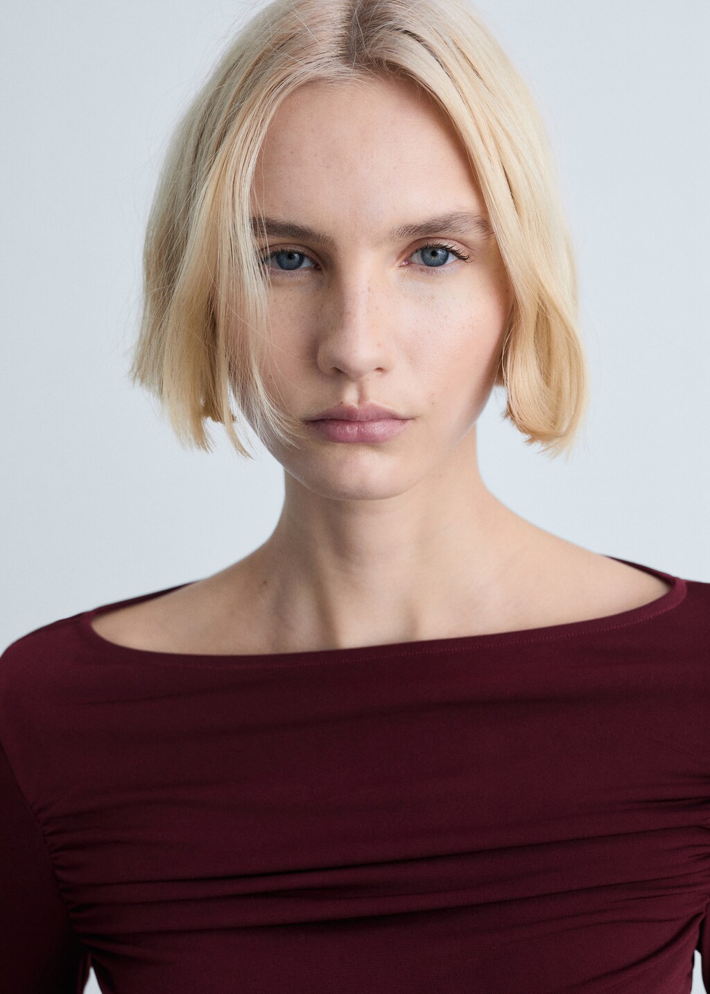 Draped fitted t-shirt - Wine