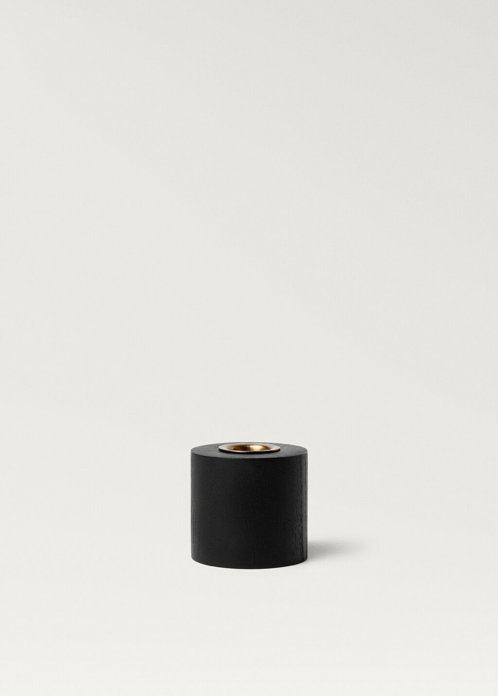 Cylindrical wooden candleholder - Black