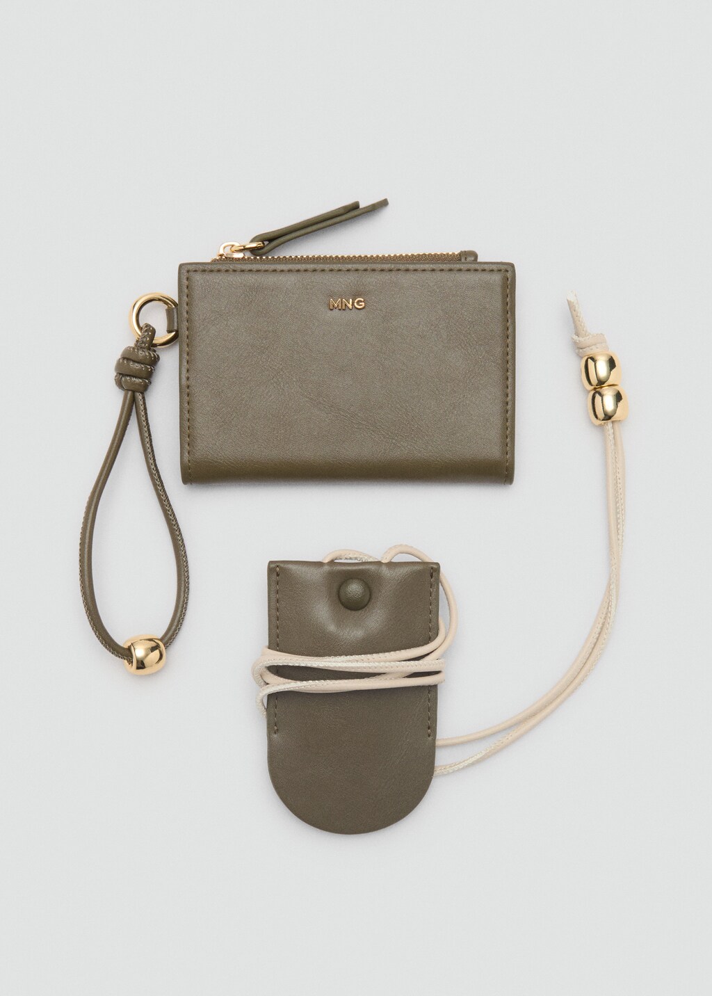 Leather-effect wallet with zip - Chocolate