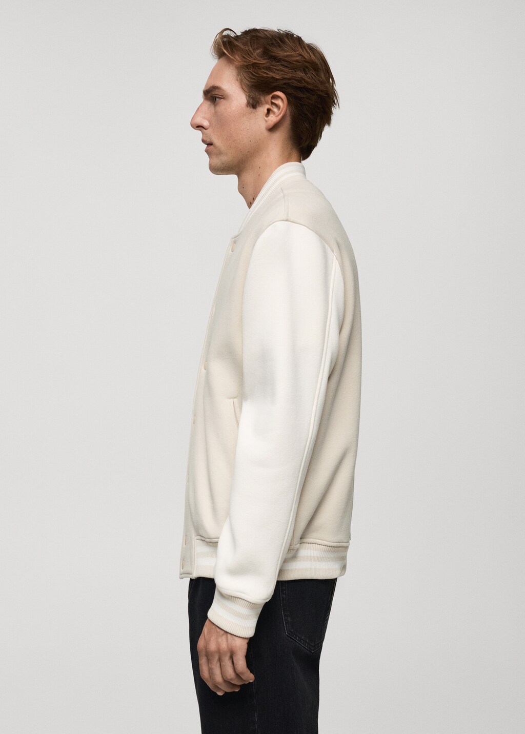 Contrasting cotton bomber jacket - Beige