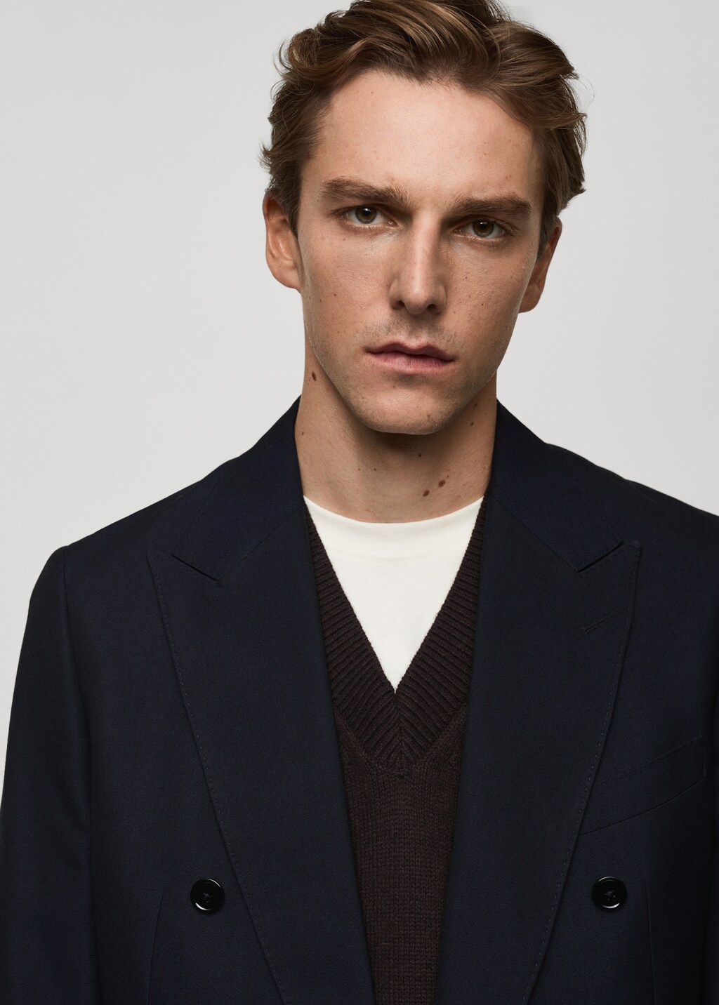 Slim fit double-breasted suit blazer - Dark Navy