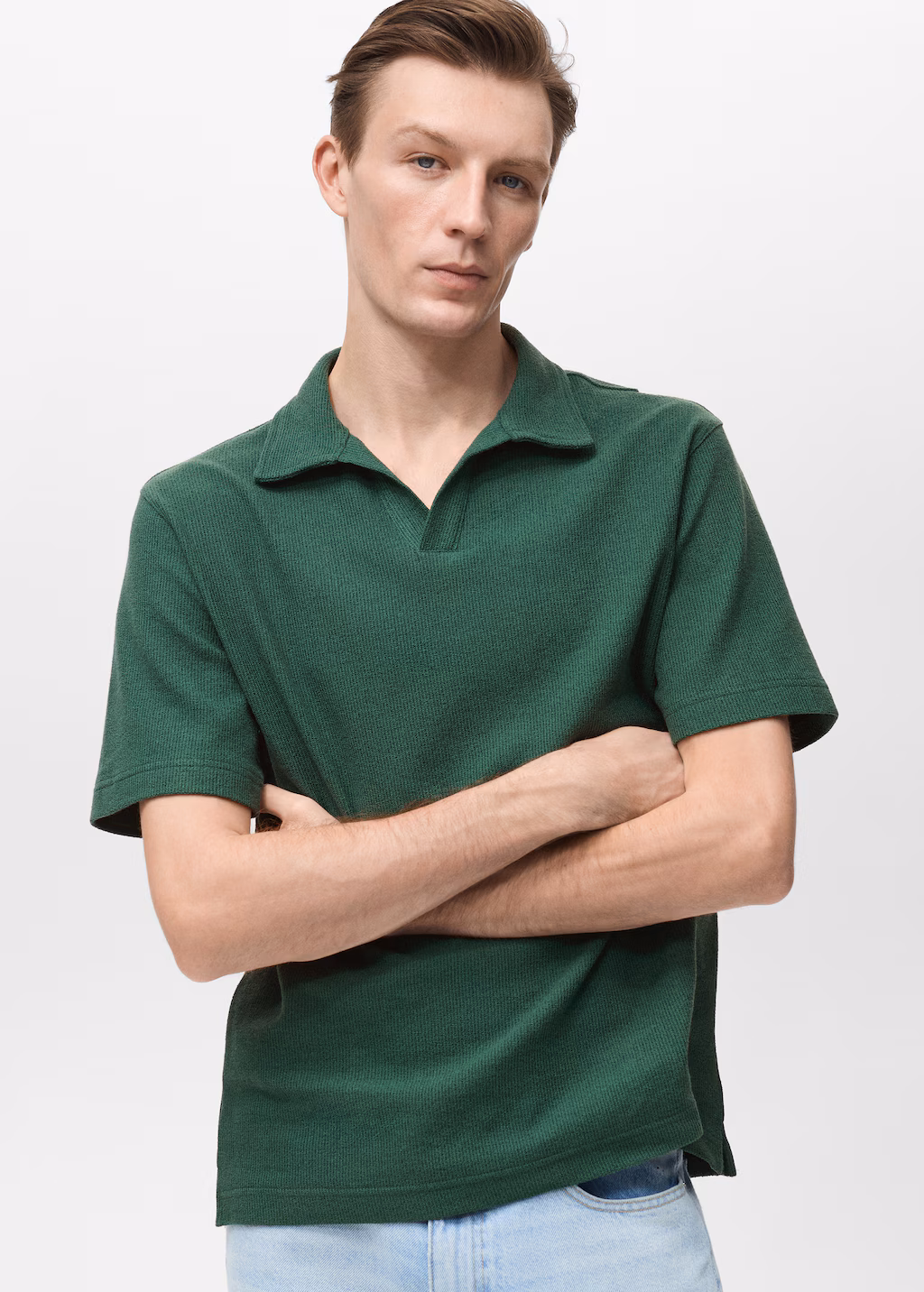Regular-fit textured polo shirt - Ecru