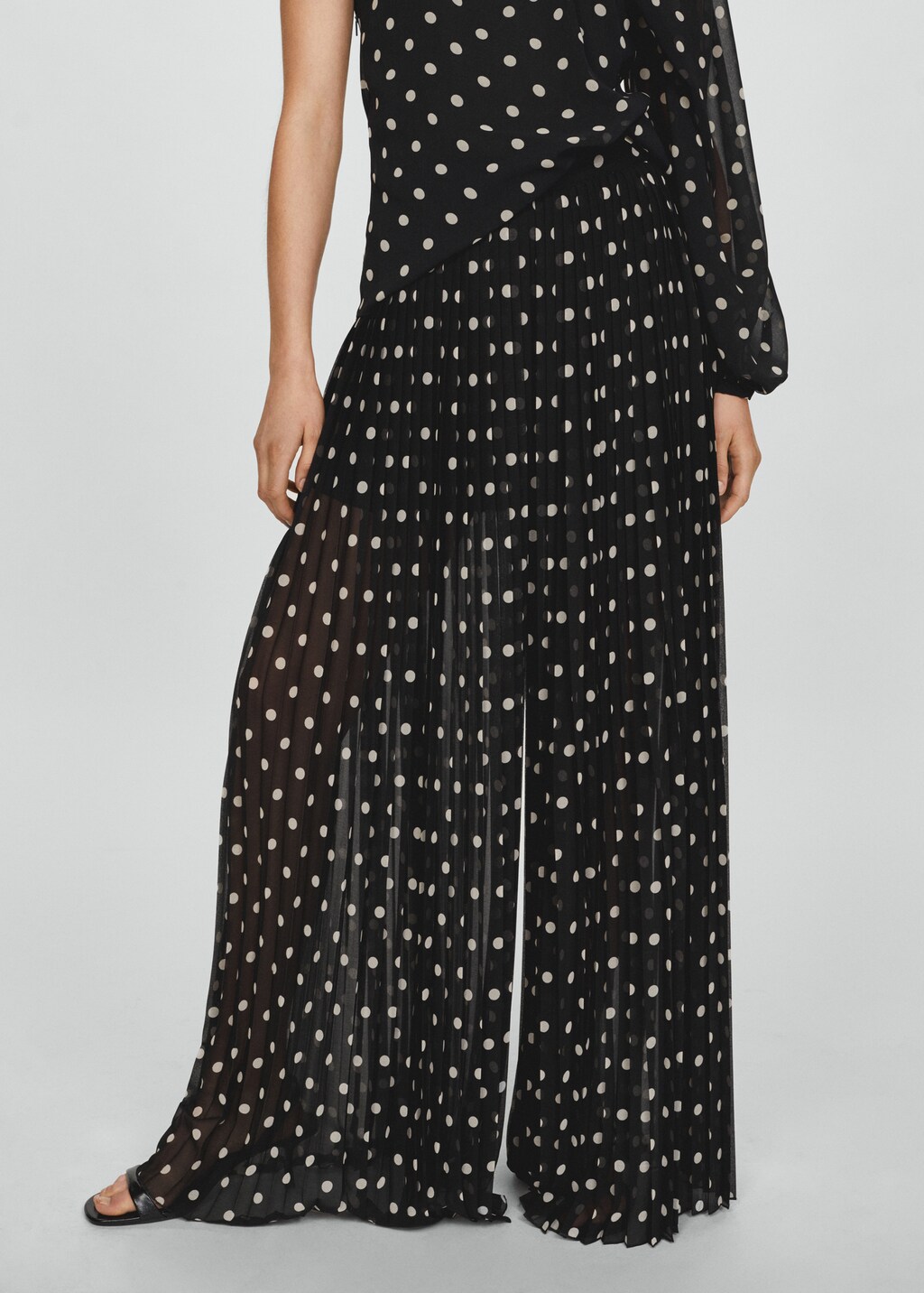 Polka-dot pleated trousers - Black