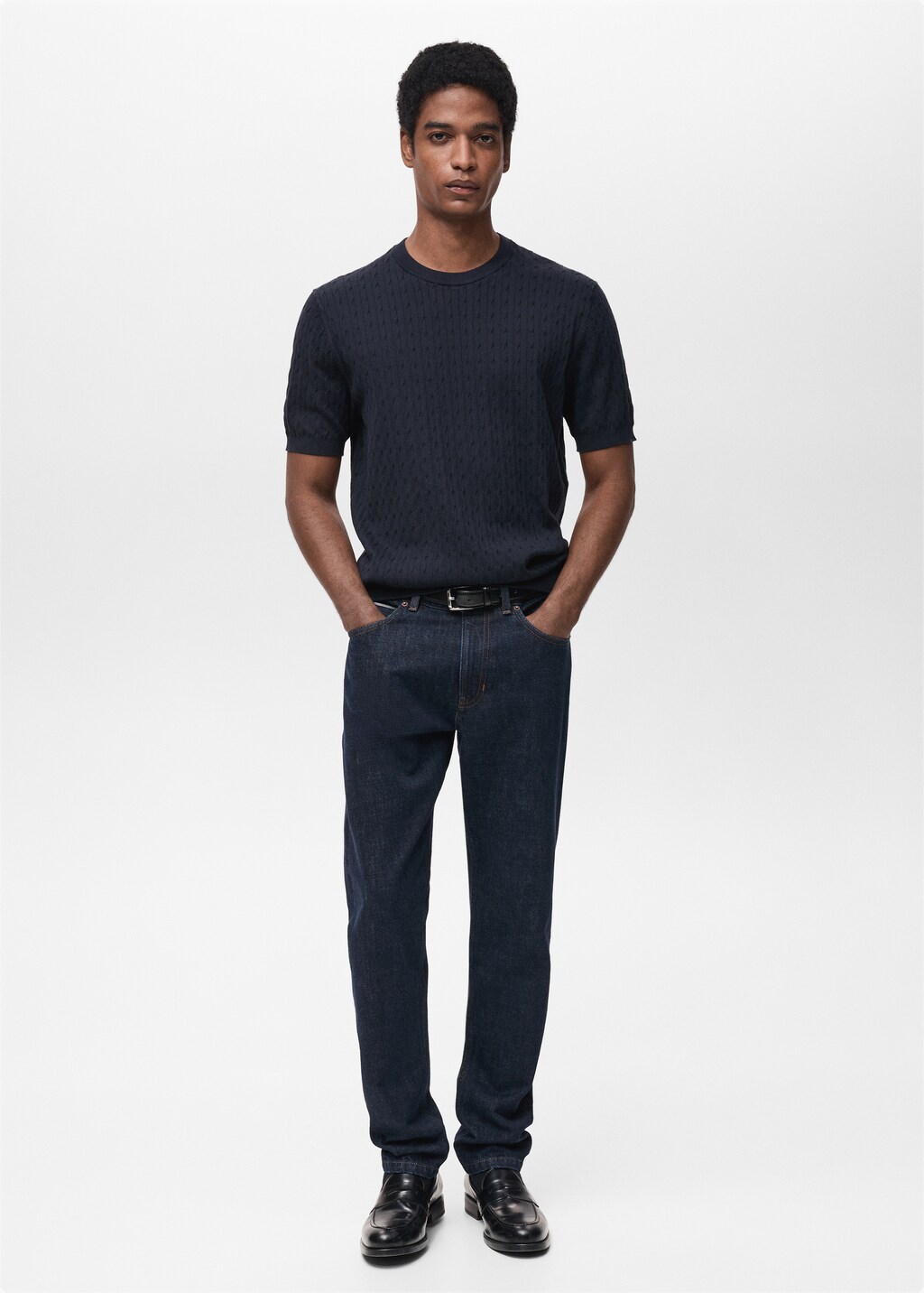 Braided fine-knit t-shirt - Ice Grey