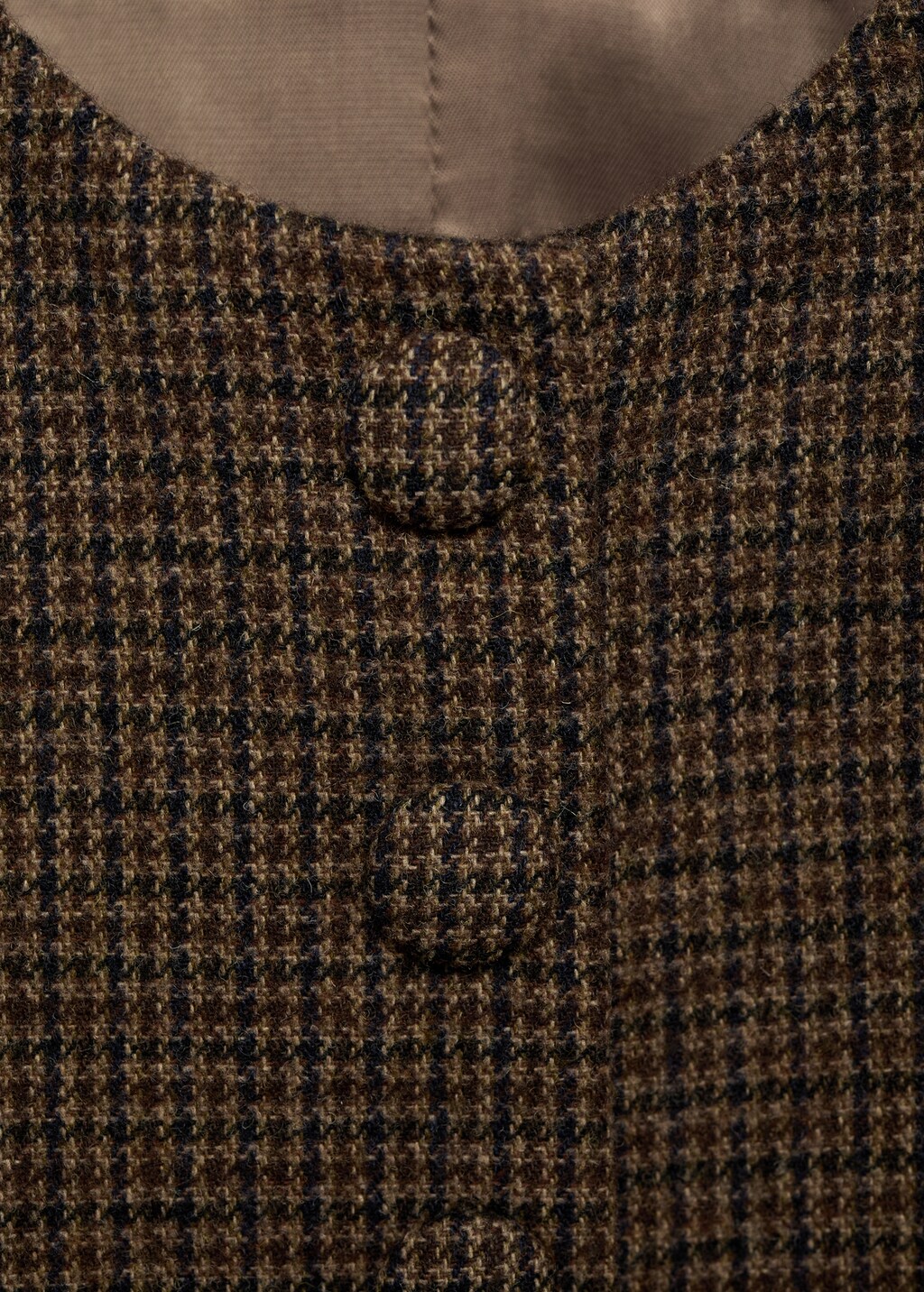 Micro-houndstooth wool waistcoat - Brown