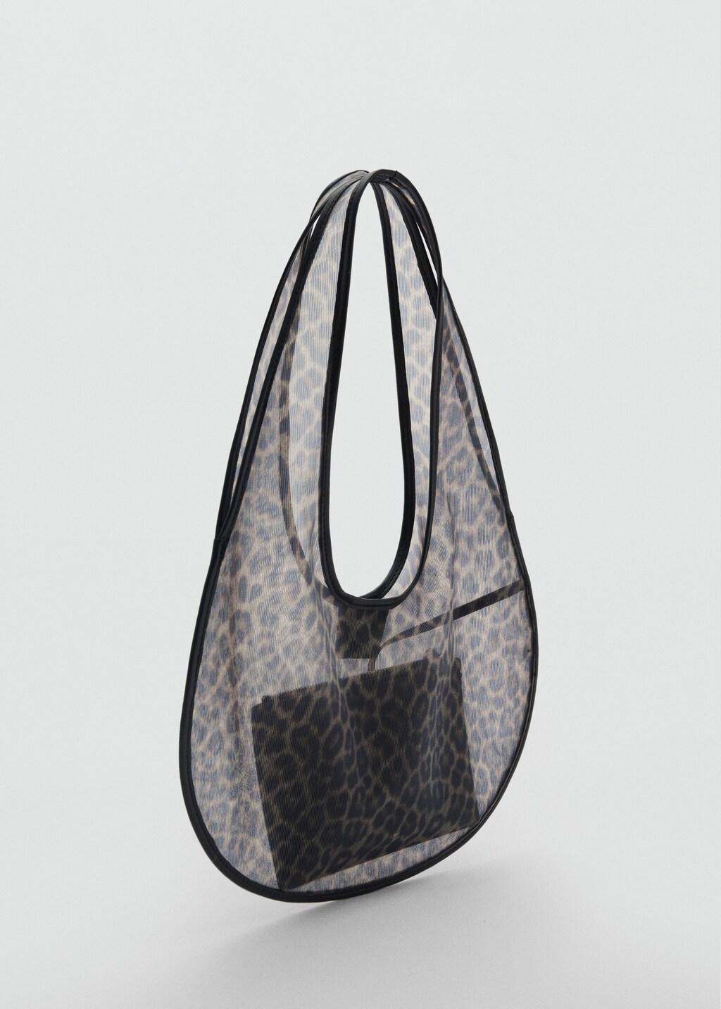 Semi-sheer leopard-print handbag - Black