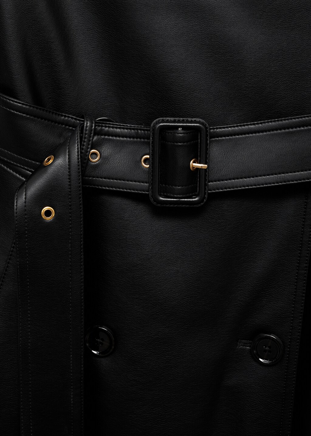 Leather-effect trench coat - Black
