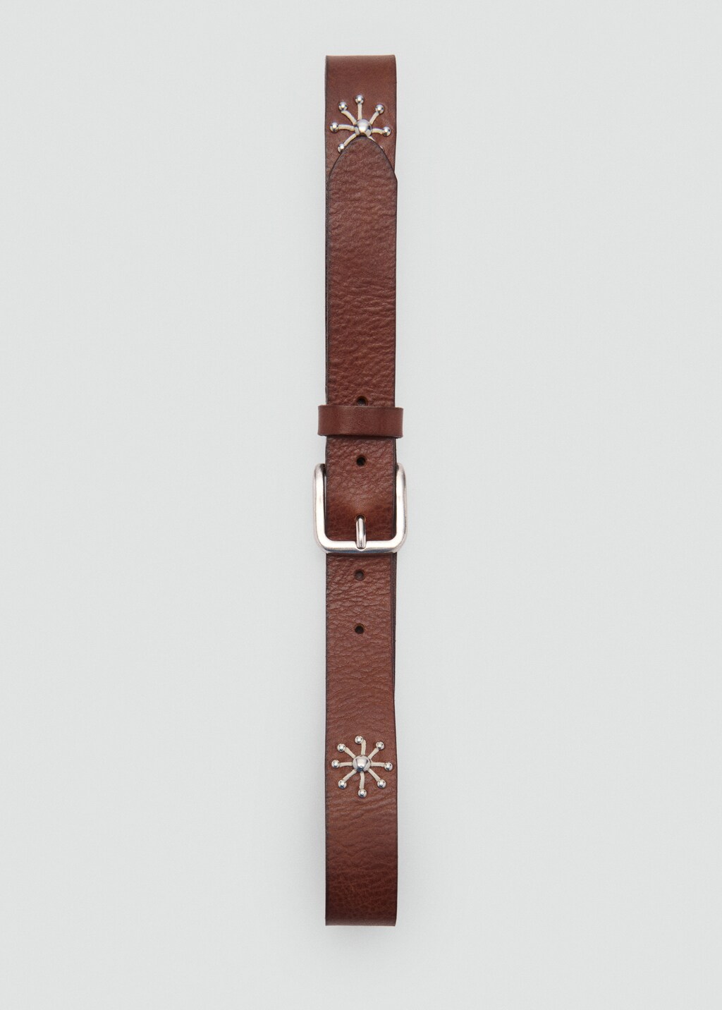 Leather belt with embroidered details - Brown