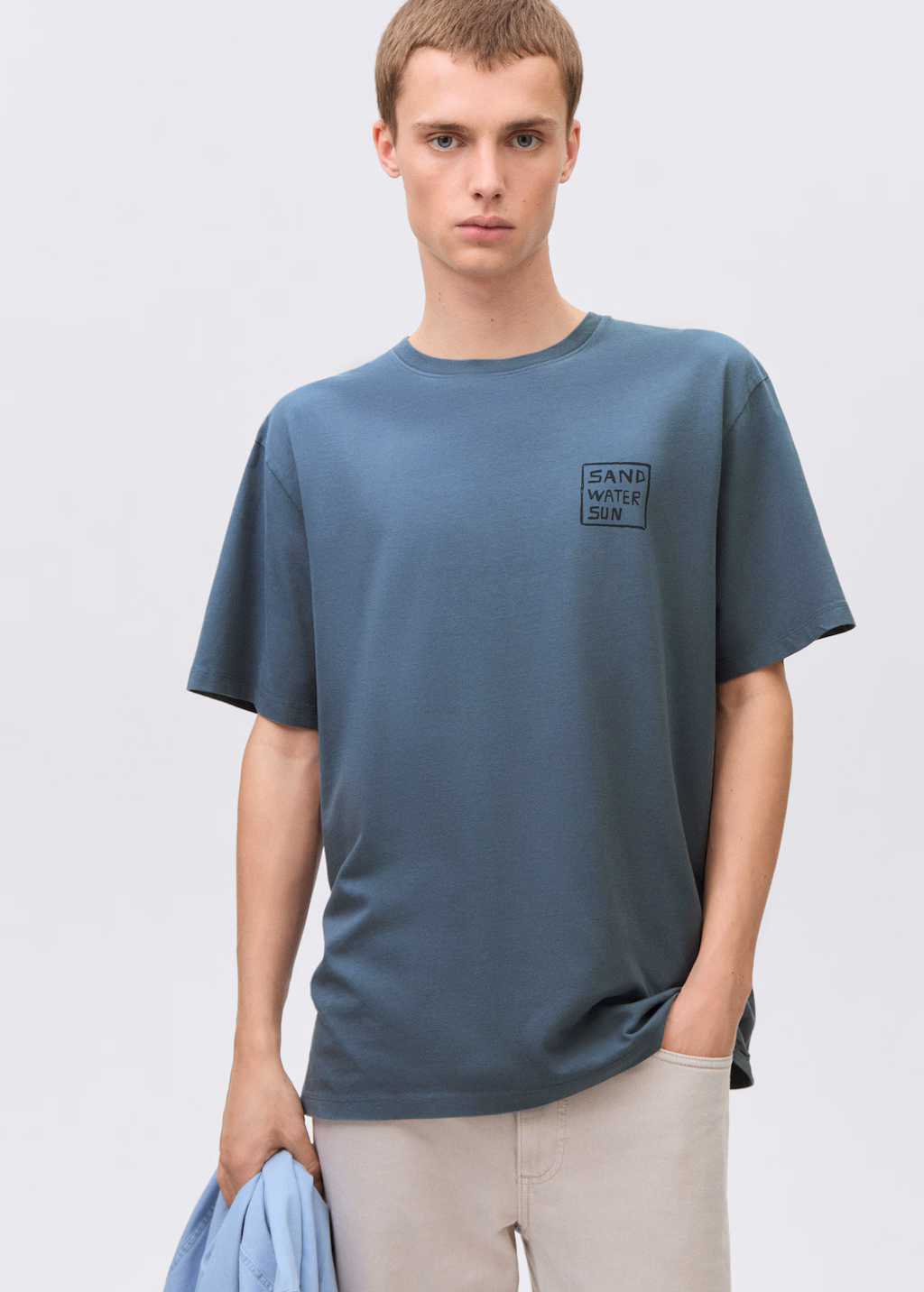 Printed cotton-blend t-shirt - Blue