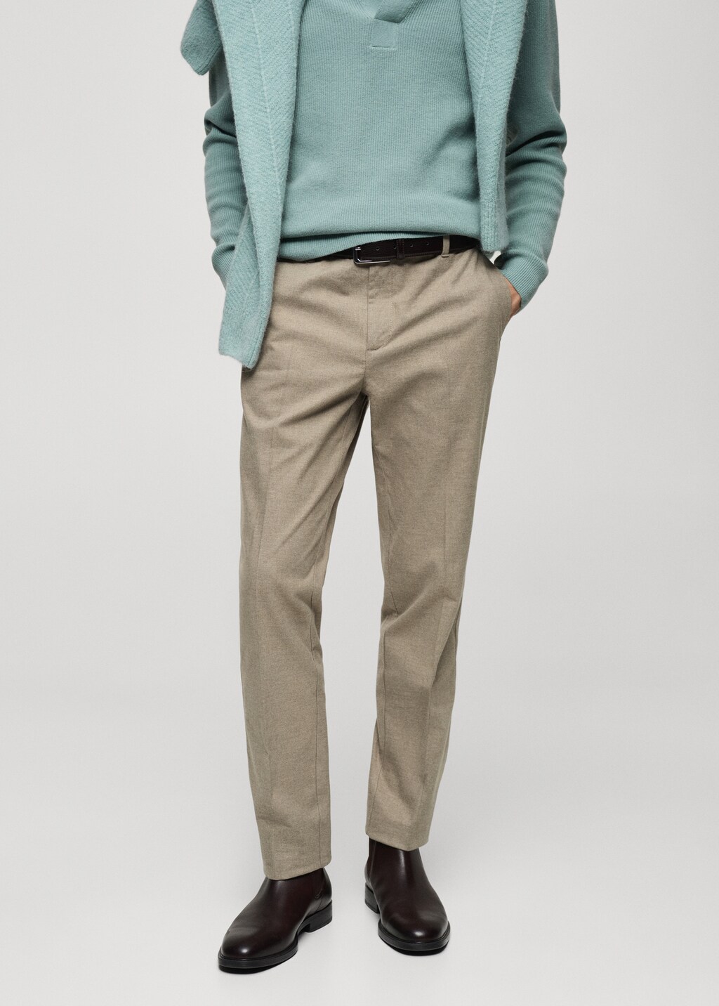 Regular-fit flannel trousers - Light Heather Grey