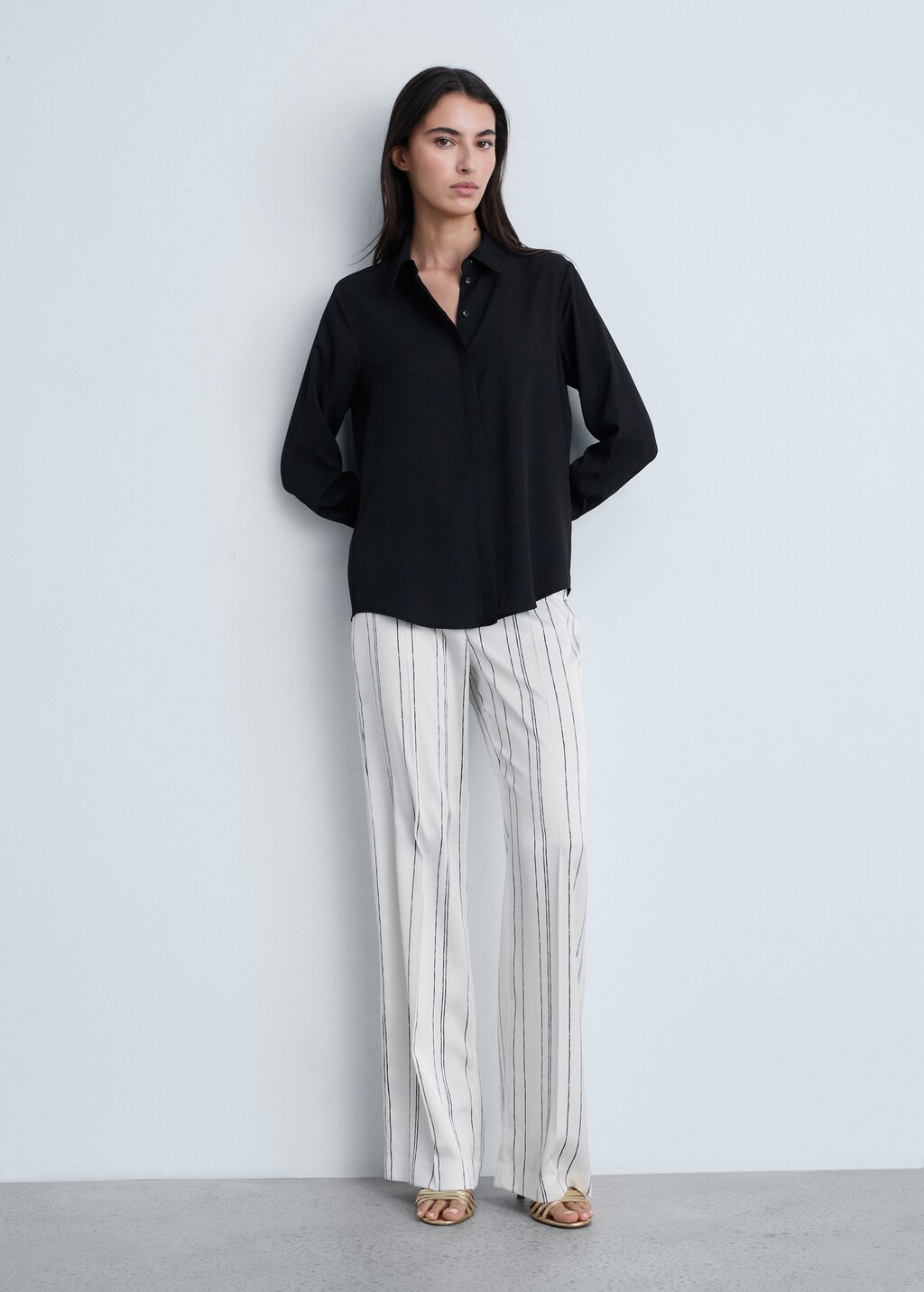 Straight striped trousers - White