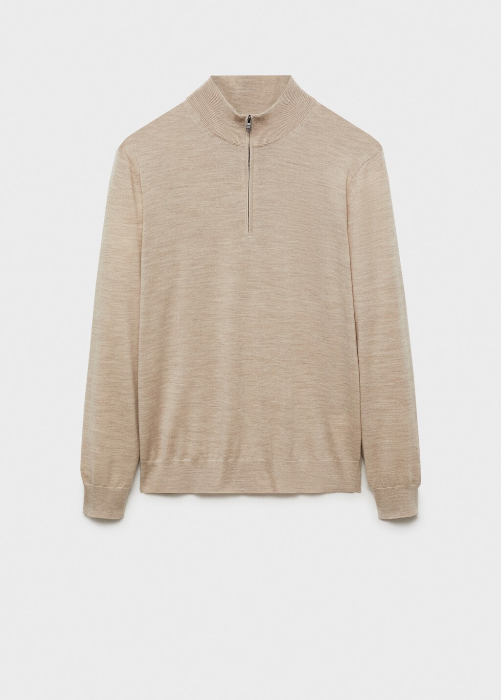 100% merino wool perkins-neck sweater with zip - Black