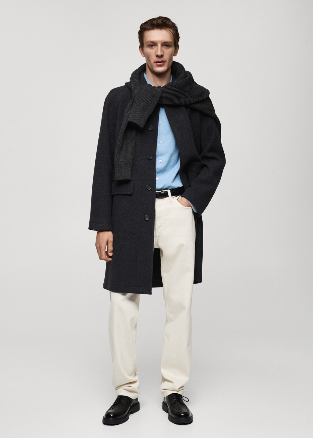 Pocketed wool coat - Charcoal