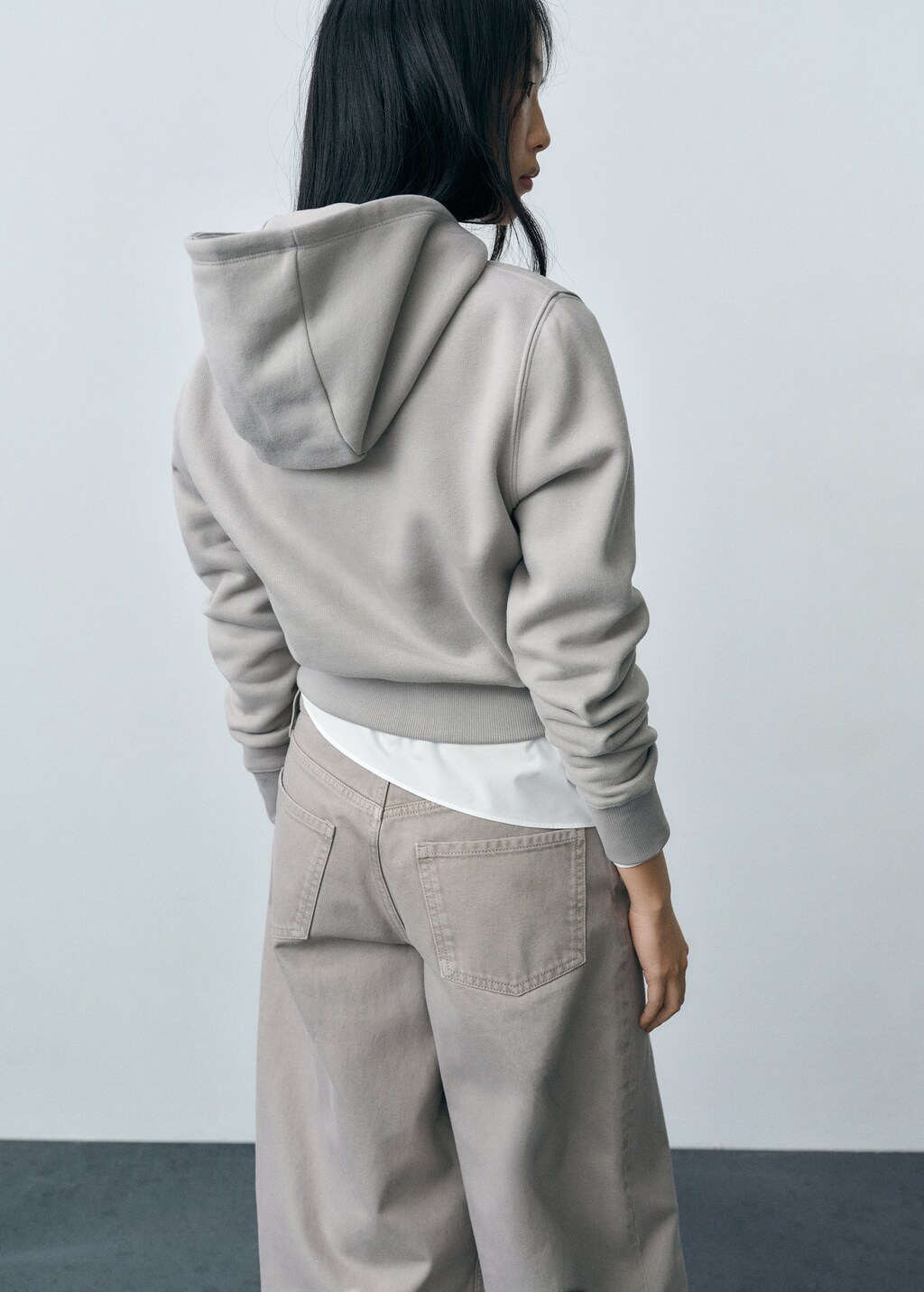 Cropped sweatshirt hoodie - Grey
